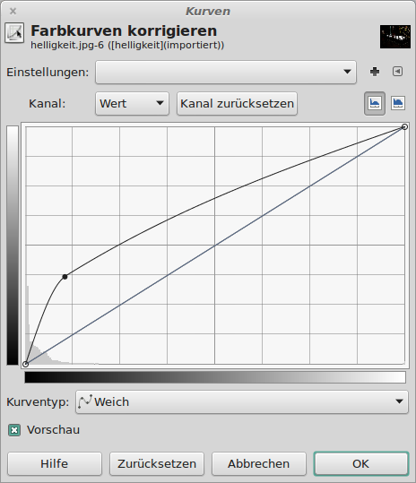 Anhebung der dunkeln Werte